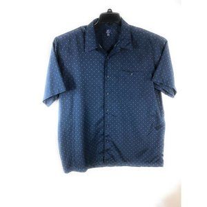 George Men's XL Short Sleeve Button Up Blue Pattern Polyester Casual Shirt A24
